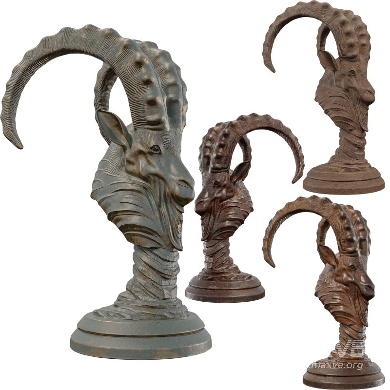 Majestic Ram Head Sculpture - Image 4