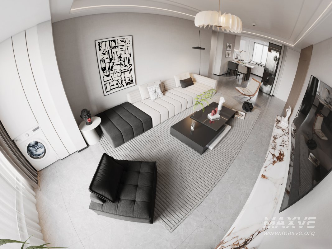 Modern living room and dining room interior scene - Image 6