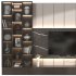 Modern TV Wall Unit with Dark Wood, Marble Back Panel and Glass Cabinets-Set 05 - Thumbnail 4