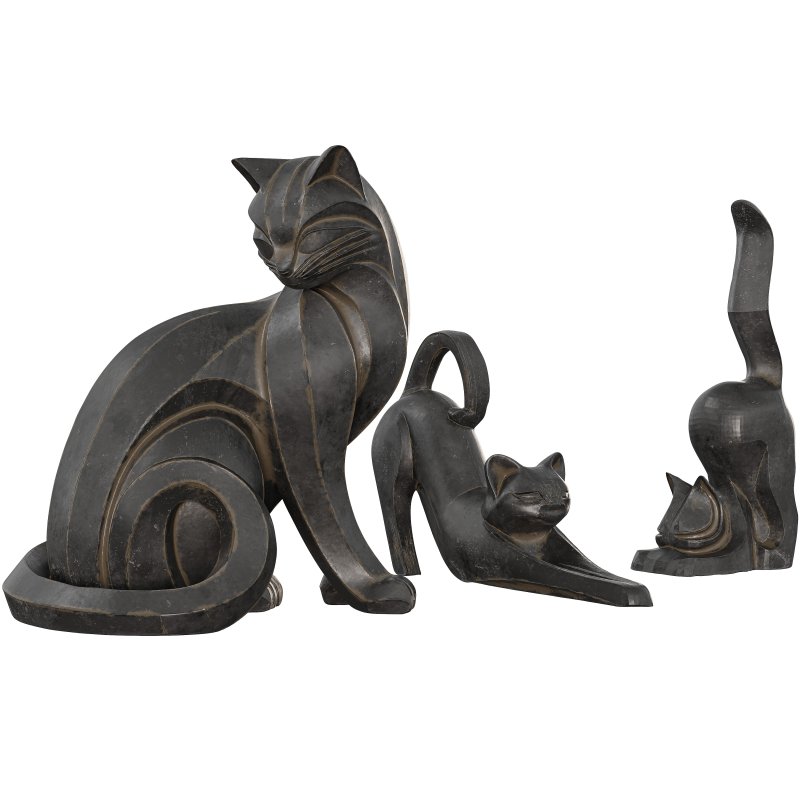 3 Cat Set Statue - Image 2