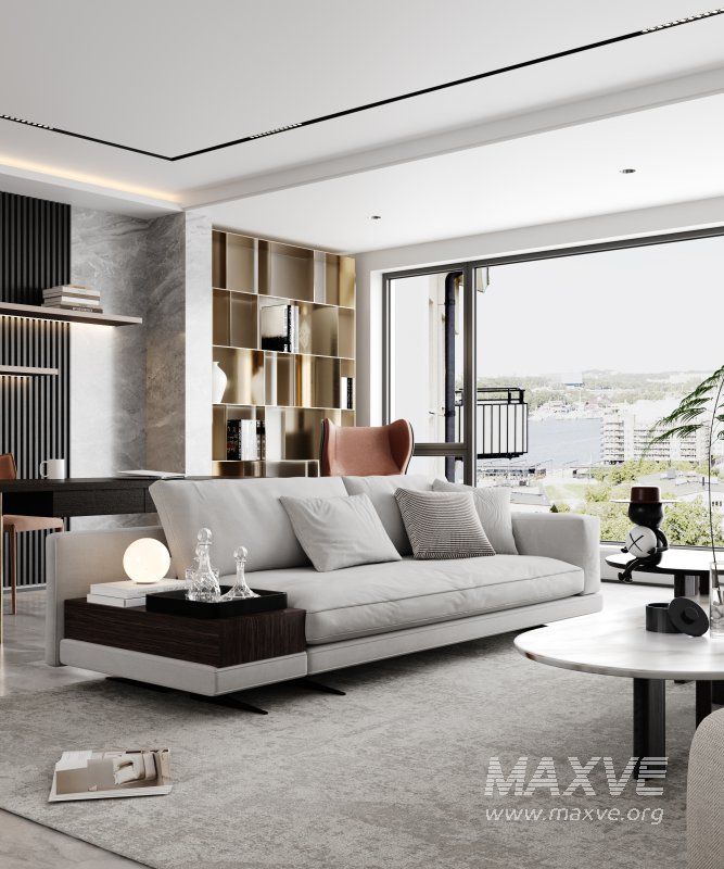 Modern living room and dining room interior scene - Image 4