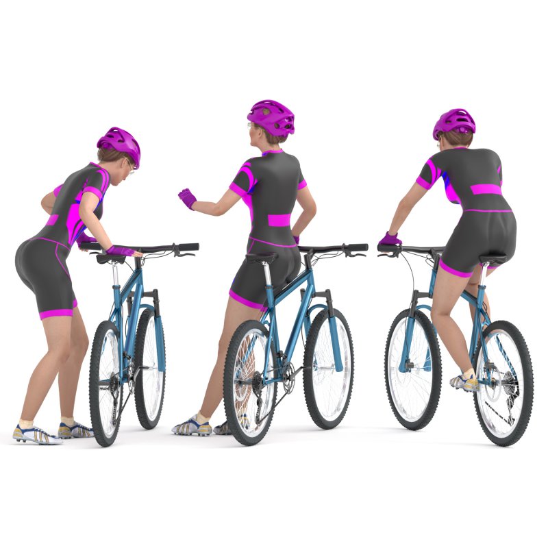 Cyclist woman in 03 poses - Image 3
