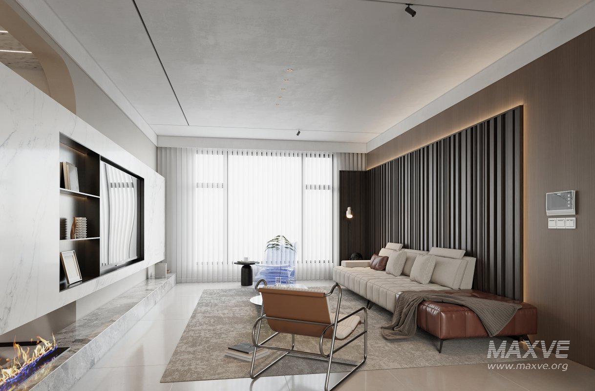 Modern living room and dining room interior scene - Image 2