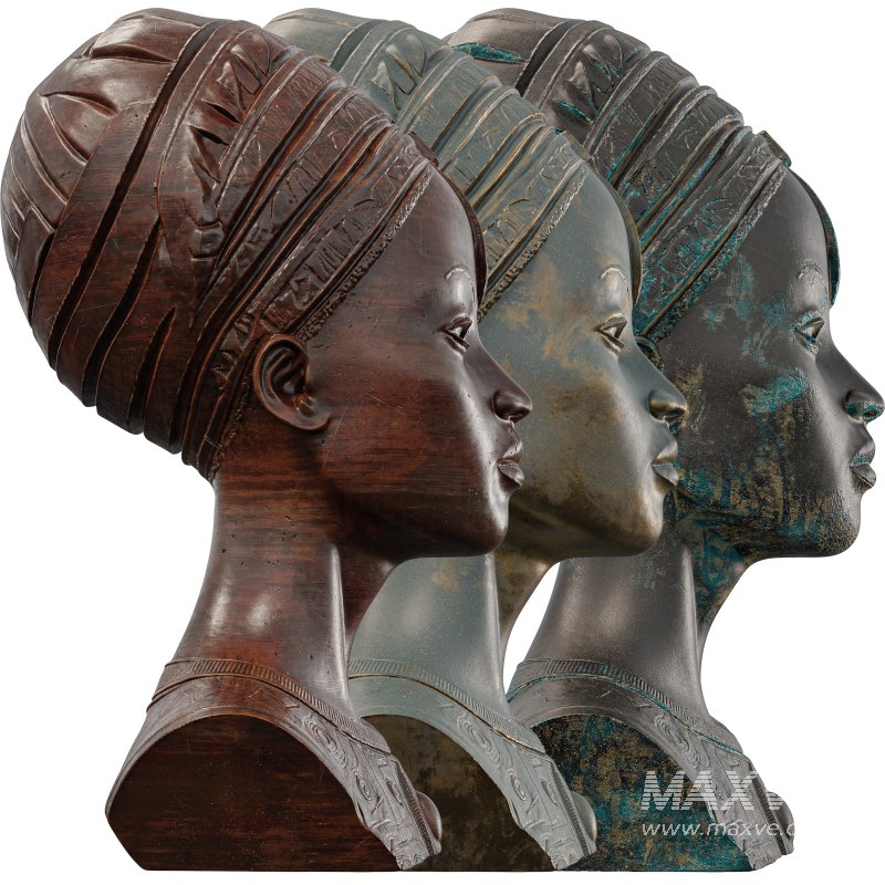 Regal African Queen Bust Sculpture Intricate - Image 6