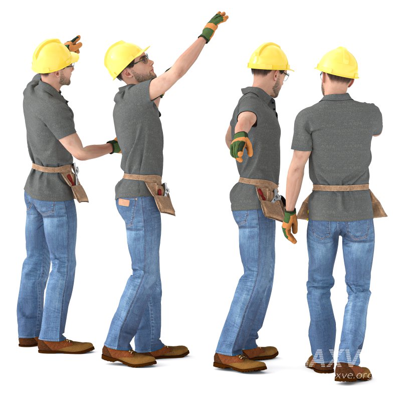 Engineer man with tools 04 poses - Image 3