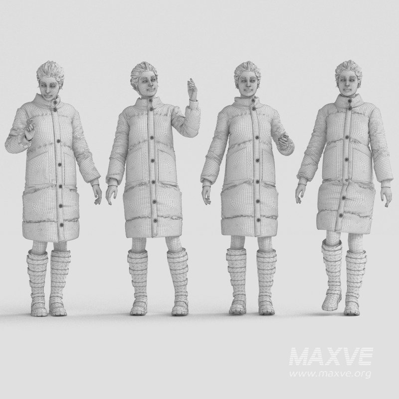 woman puffer jacket in 4 poses - Image 4