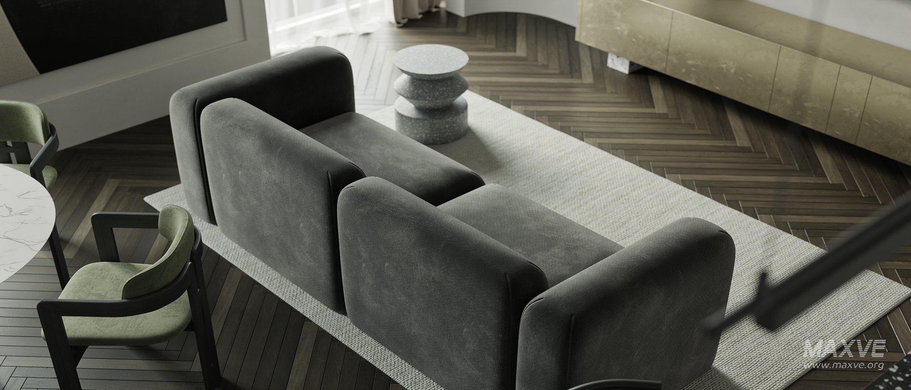 Modern living room and dining room interior scene - Image 8