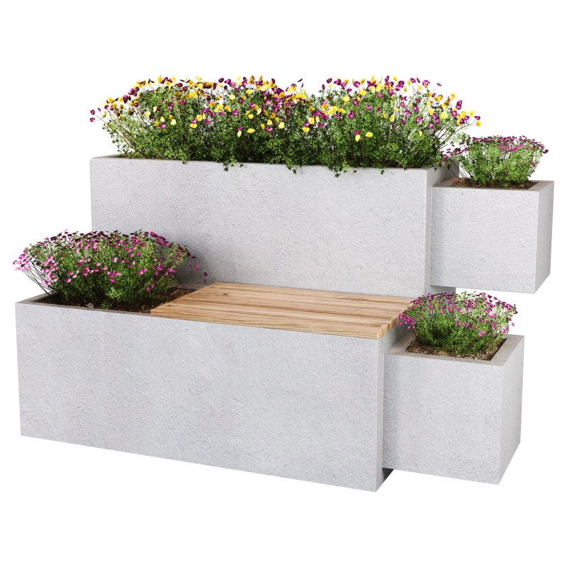 Modern concrete planter bench - Image 1
