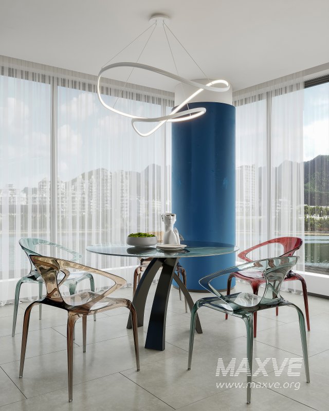 Modern living room and dining room interior scene - Image 8