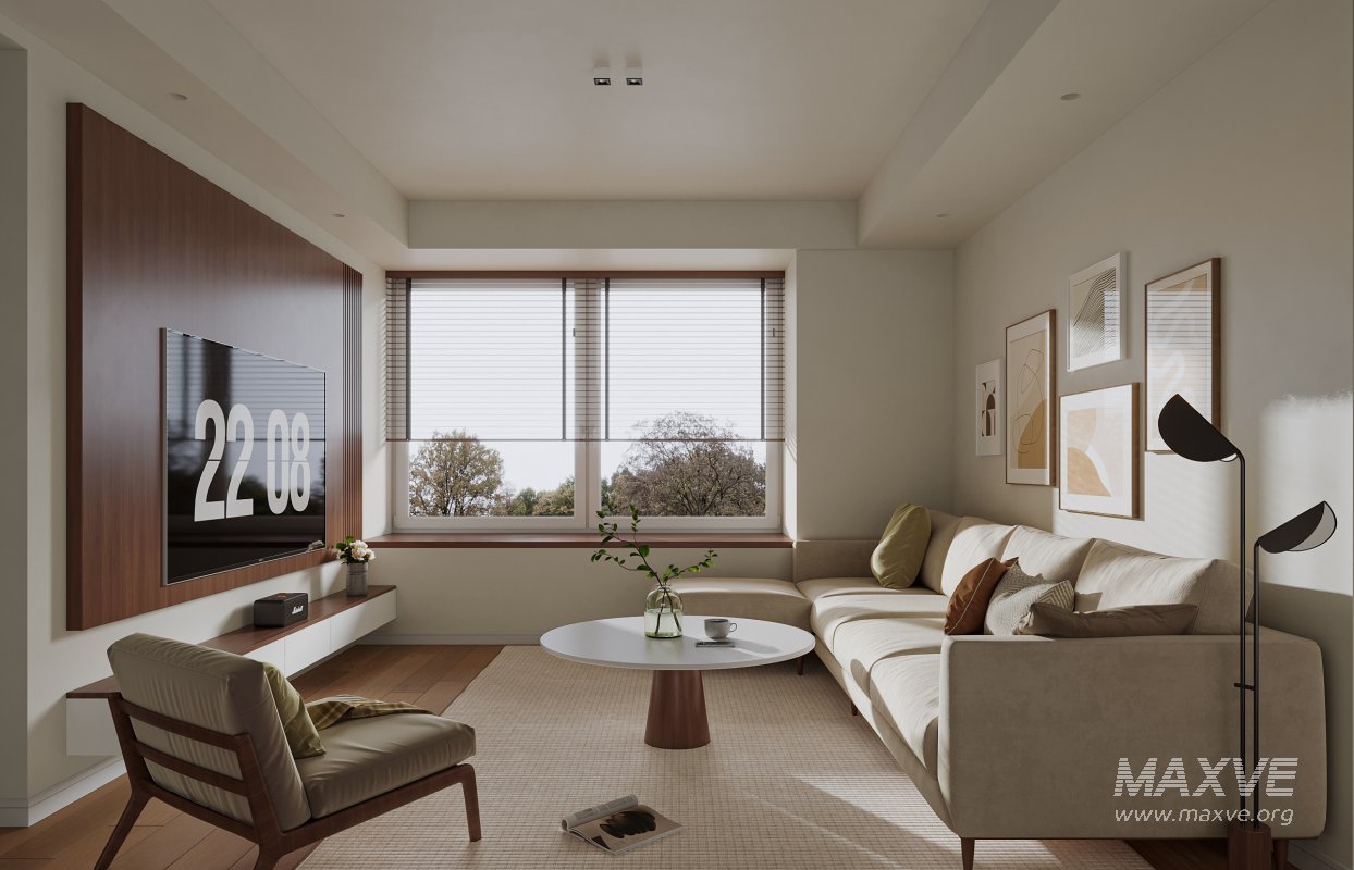 Modern living room and dining room interior scene - Image 1