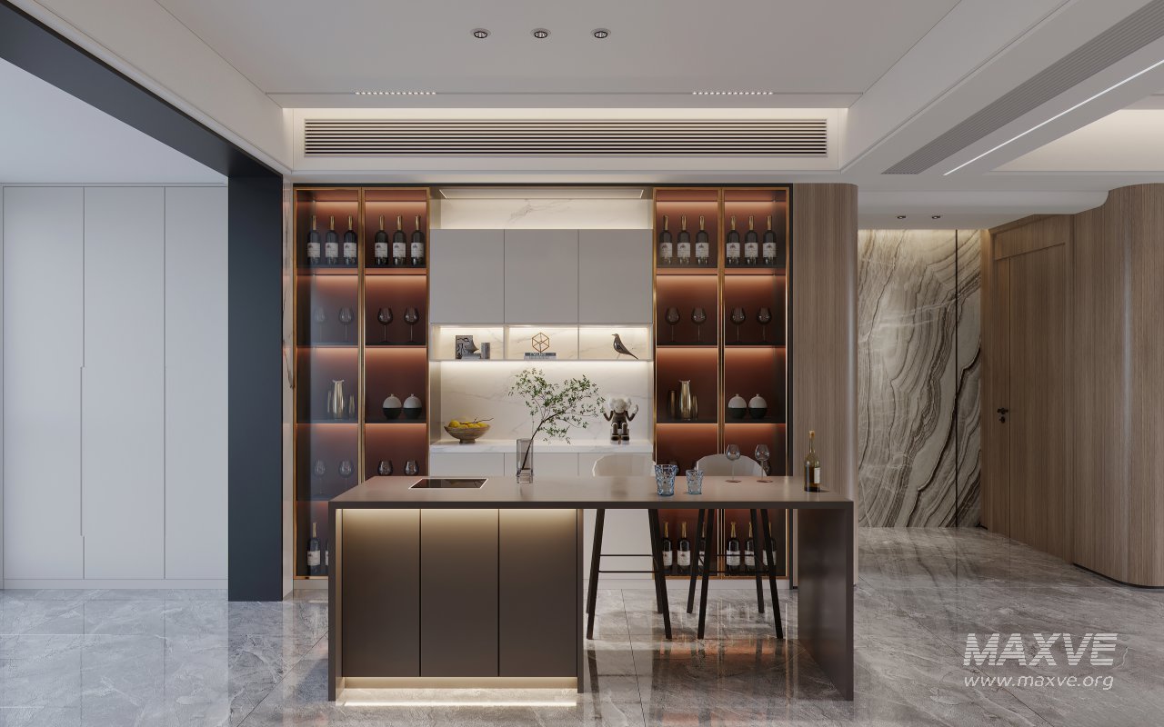 Modern living room and dining room interior scene - Image 2