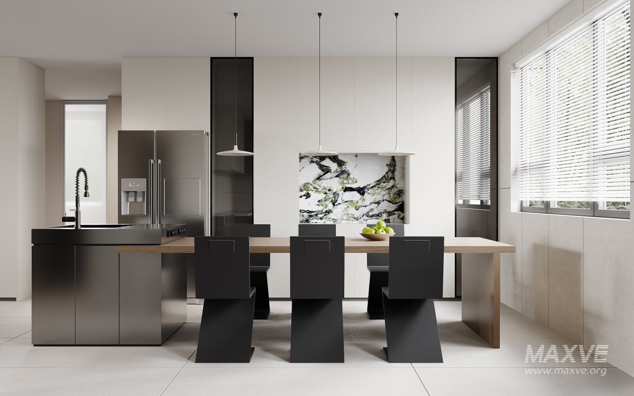 Modern living room and dining room interior scene - Image 6