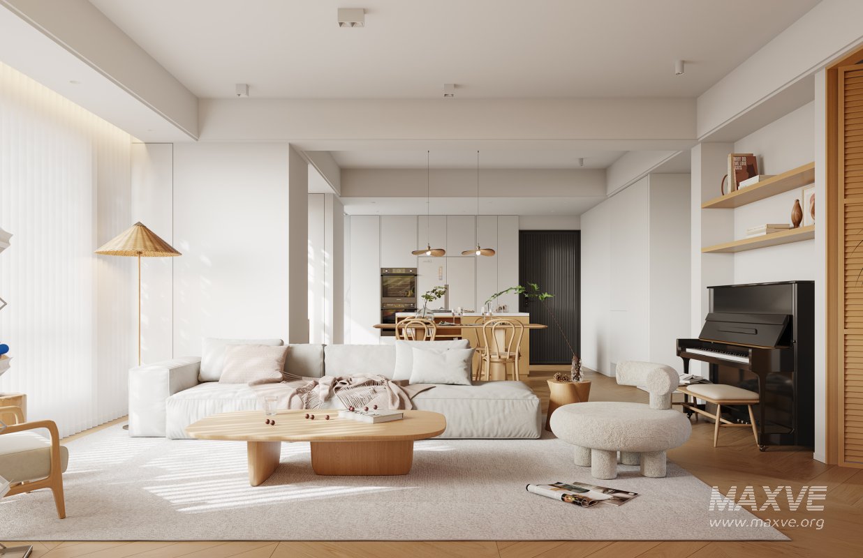 Modern living room and dining room interior scene - Image 2