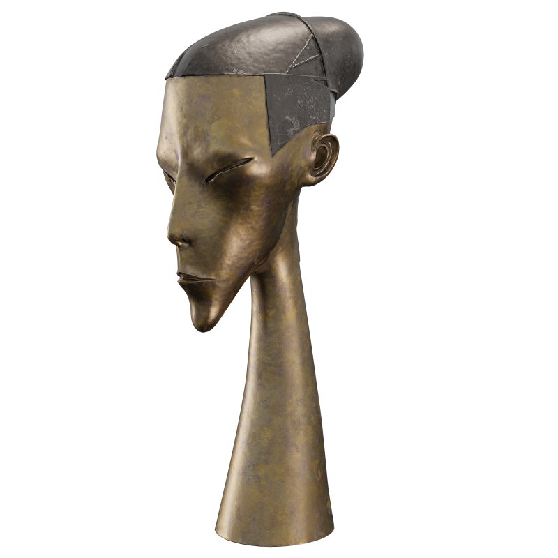Modern Elongated Head Bronze Sculpture - Image 3