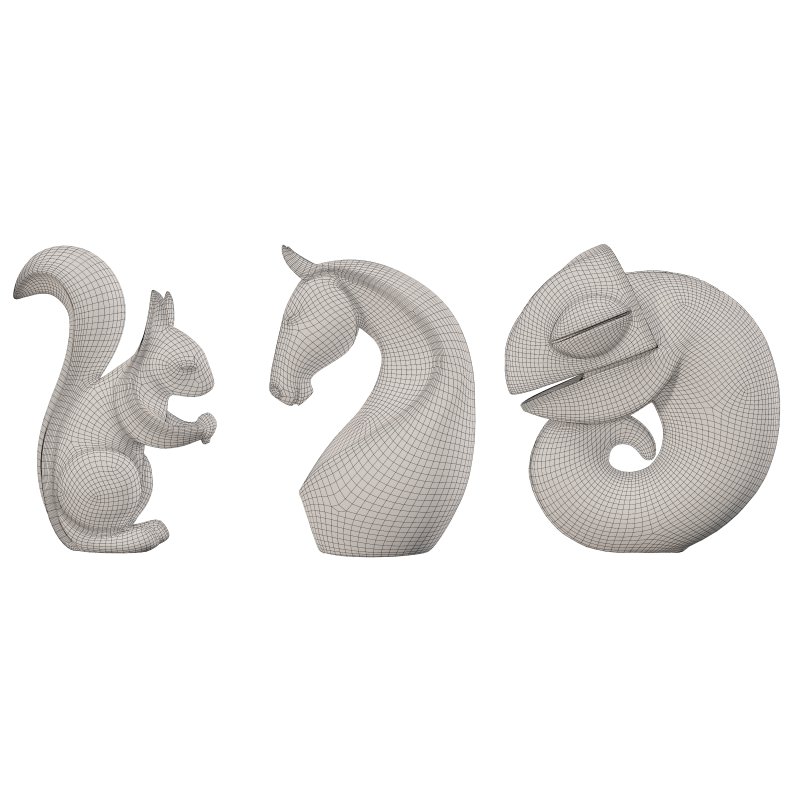 Animals_Squirrel_Horse_Chameleon_Statue - Image 1