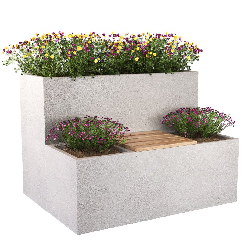 Modern concrete planter bench - Image 4