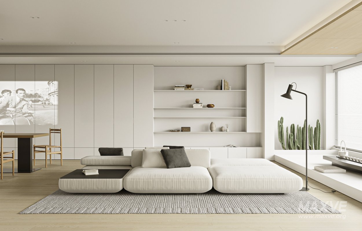 Modern living room and dining room interior scene - Image 4