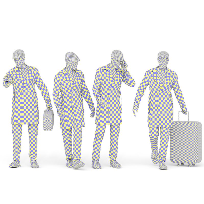 Travel Man in Trip With Coat in 04 Poses - Image 2