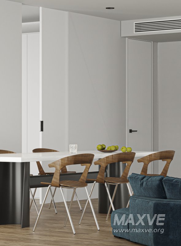 Modern living room and dining room bedroom interior scene - Image 2