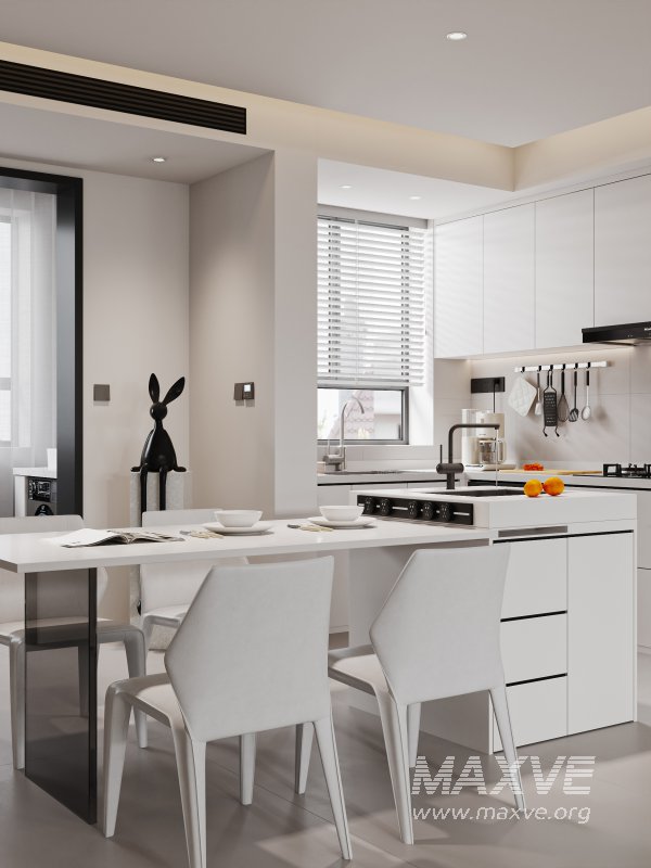 Modern living room and dining room kitchen interior scene - Image 6