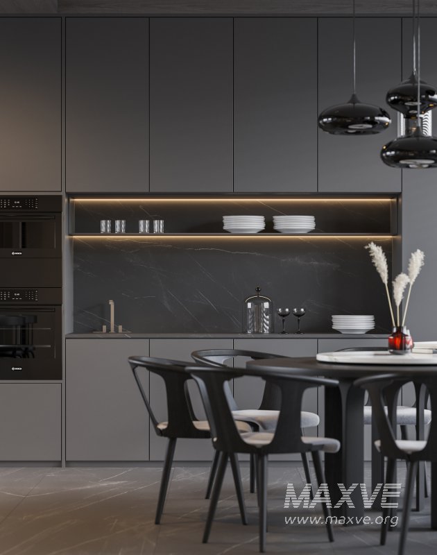 Modern living room and dining room interior scene - Image 3