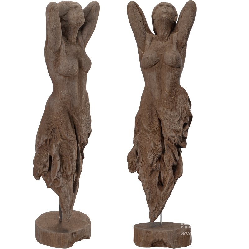 Wooden Woman Stand Statue - Image 6
