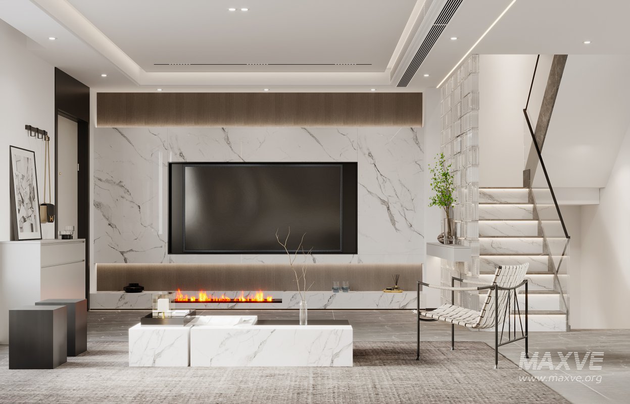 Modern living room and dining room interior scene - Image 3