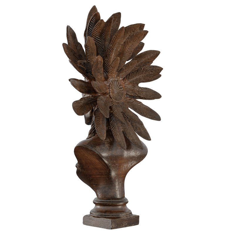 Artistic Bust with Feathered Headdress Statue - Image 1