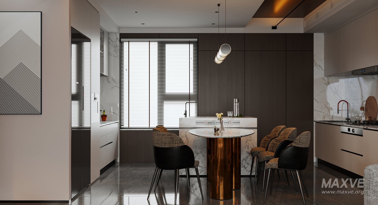 Modern living room and dining room interior scene - Image 1