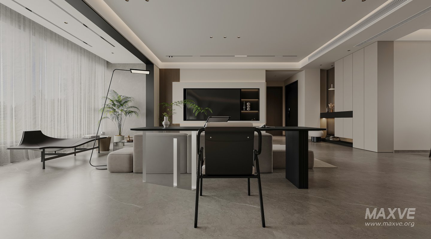 Modern living room and dining room interior scene - Image 4