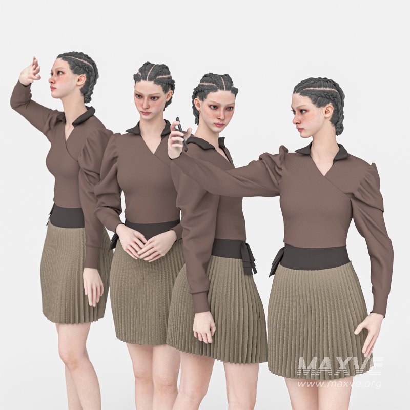 Woman With Skirt in 04 Poses - Image 3