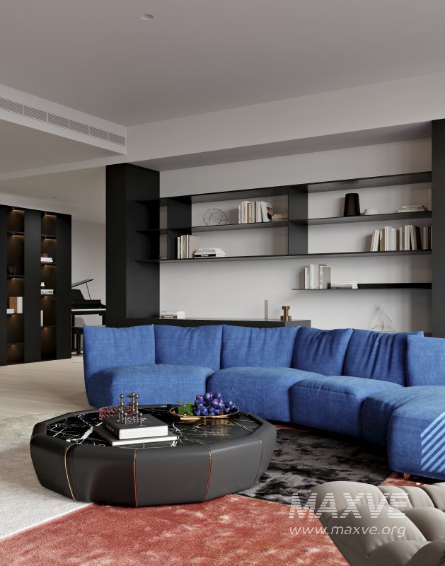 Modern living room and dining room interior scene - Image 3