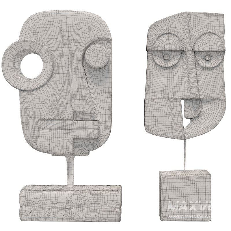 Abstract Tribal Mask Sculpture - Image 2