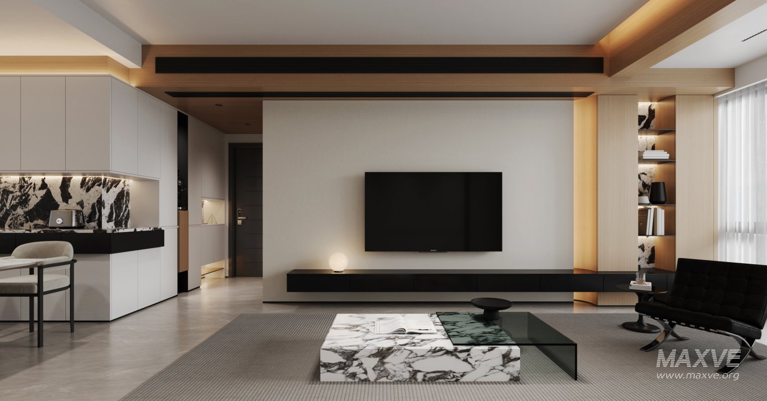 Modern living room and dining room interior scene - Image 3