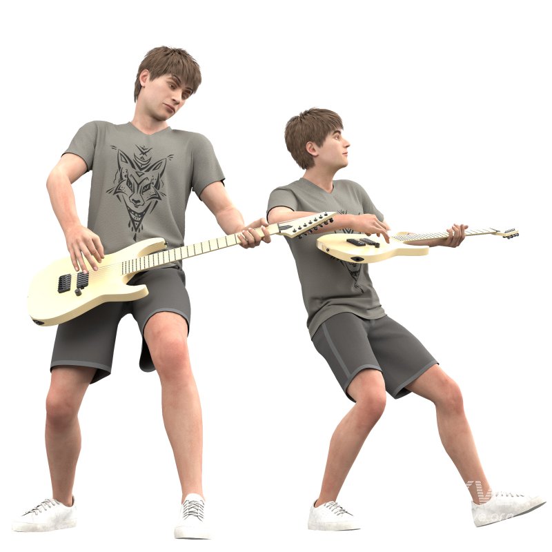 Boy Guitarist 03 Poses - Image 3