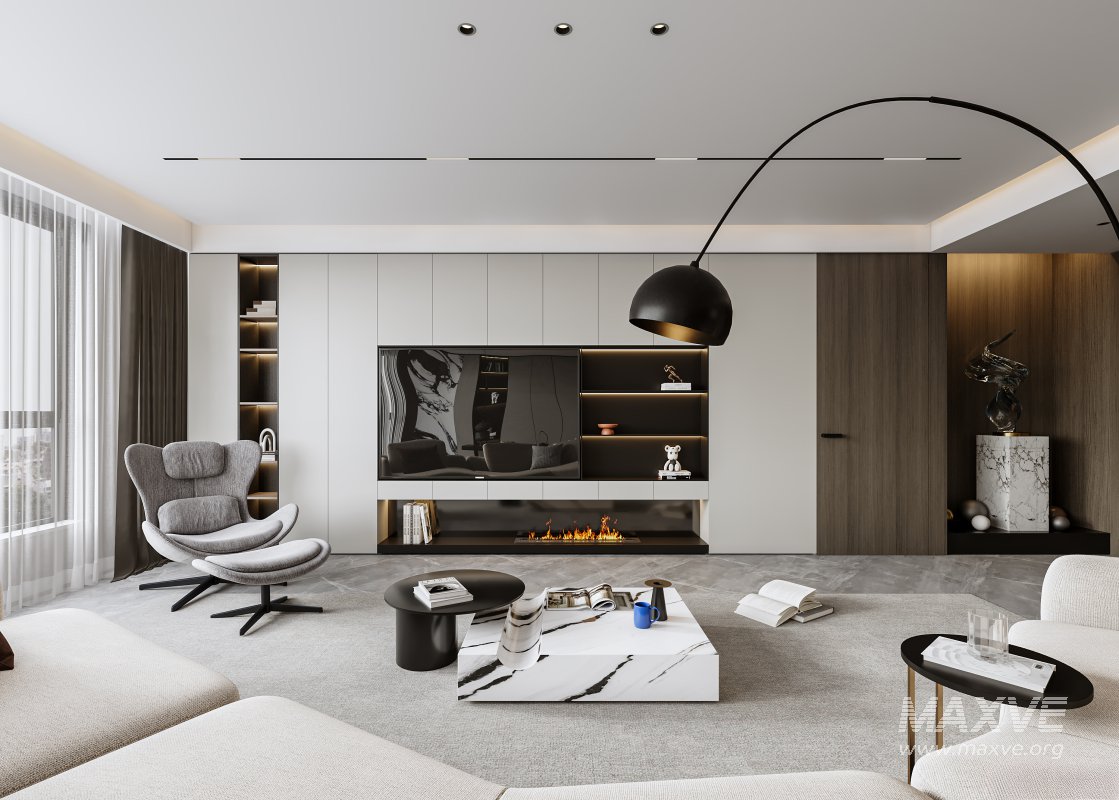 Modern living room and dining room interior scene - Image 4