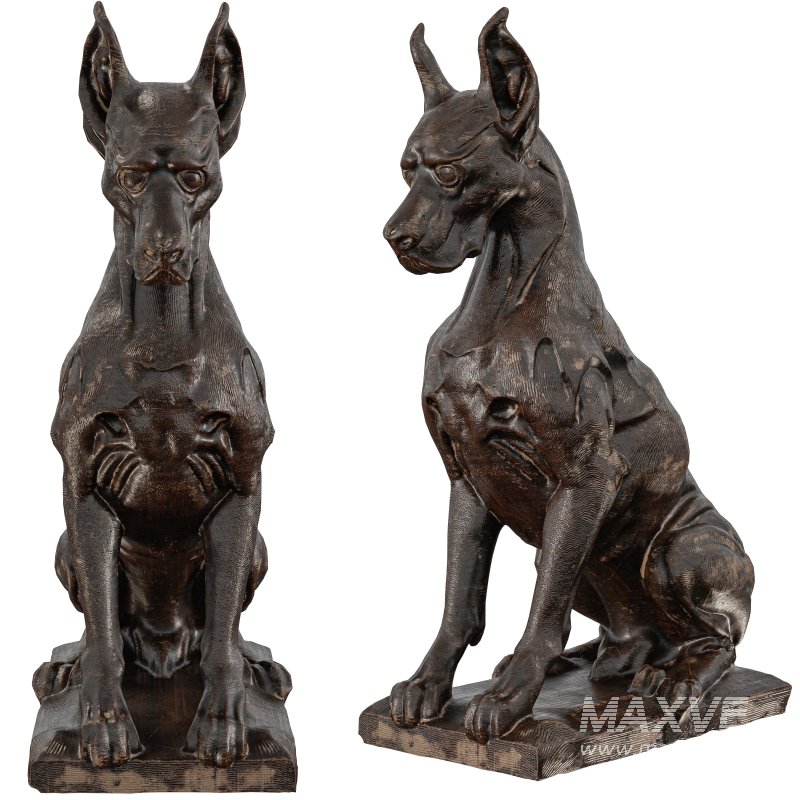 wooden dog Statue 01 - Image 7