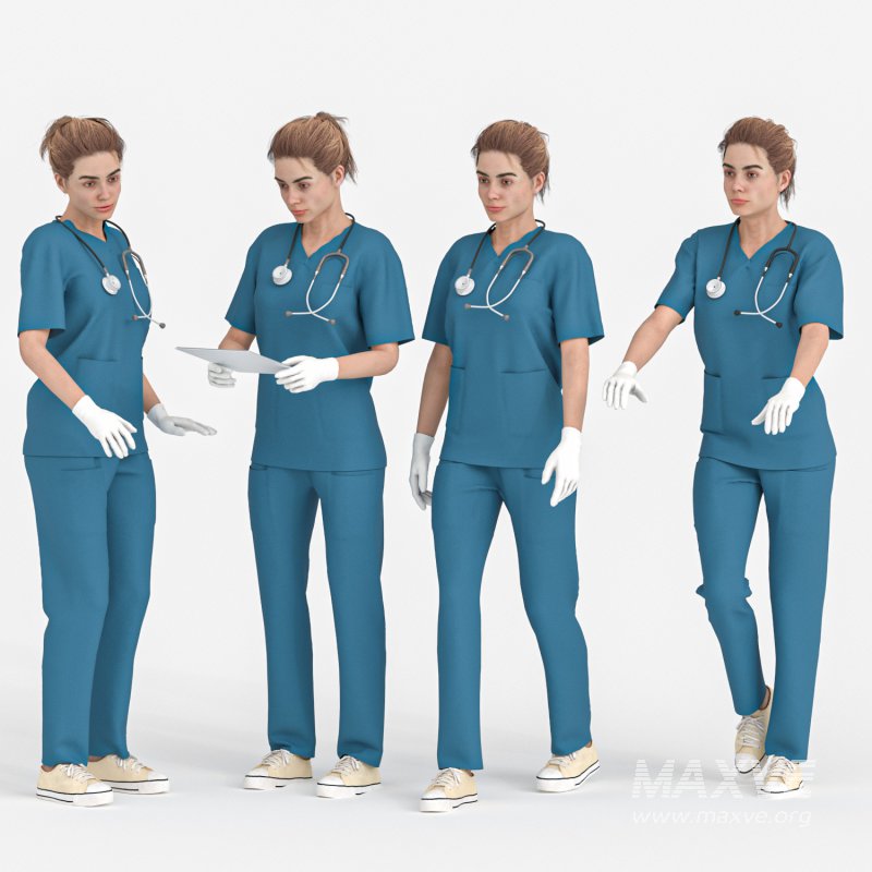 Nurse Woman in 04 Poses - Image 1