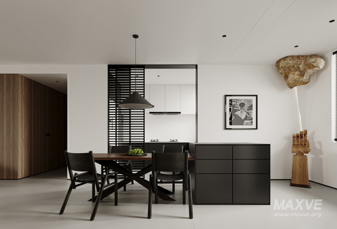 Modern living room and dining room interior scene - Image 4