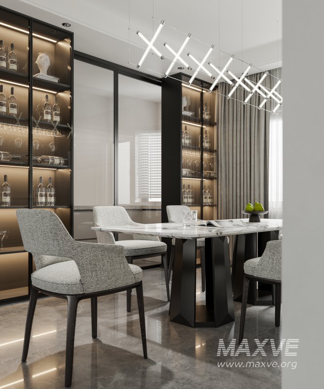 Modern living room and dining room interior scene - Image 6