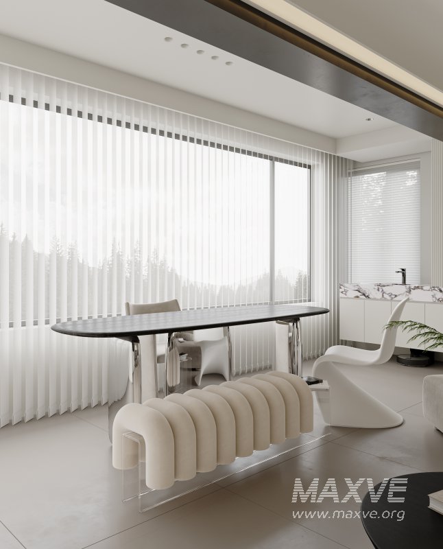 Modern living room and dining room interior scene - Image 4