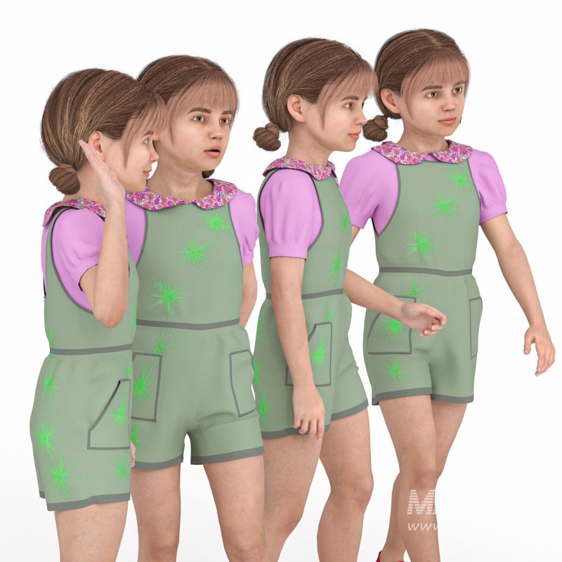 Casual Kid Girl 04 Poses - Image 2