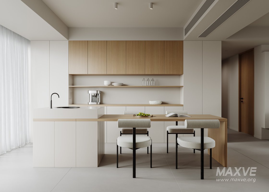 Modern living room and dining room interior scene - Image 1