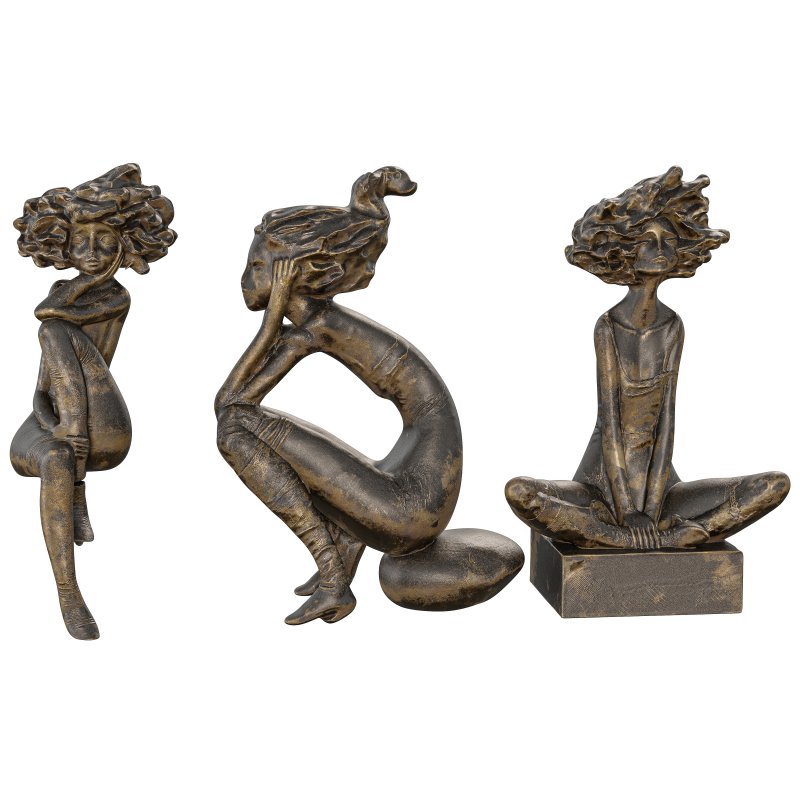 Antique Stylized Girl Collection Statue - Image 3