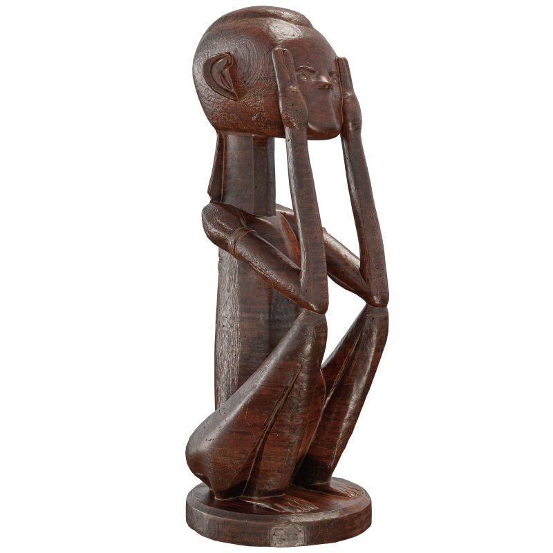Traditional African Seated Figure Sculpture - Image 6