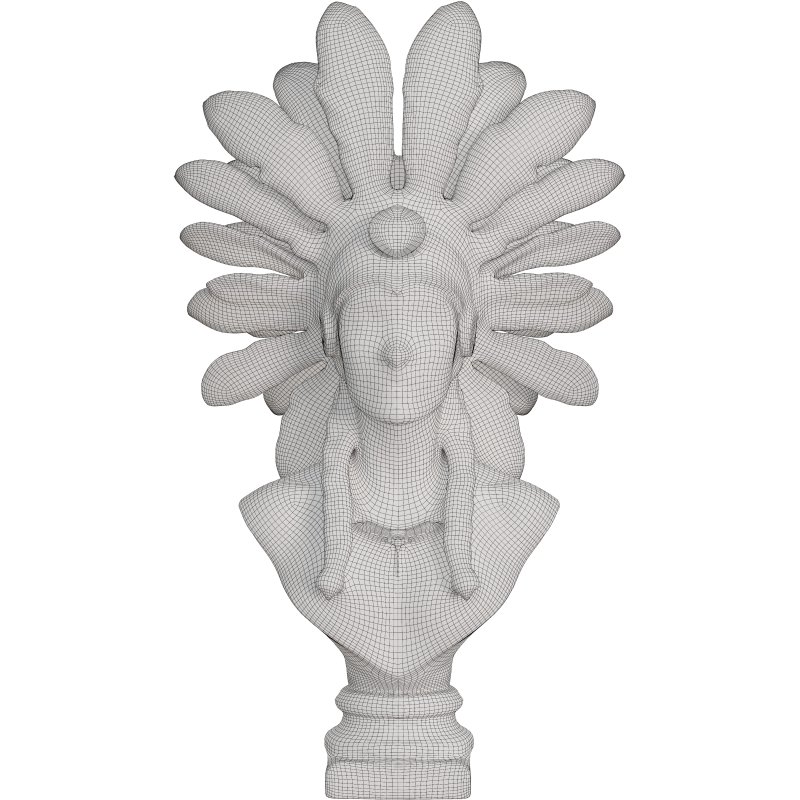 Artistic Bust with Feathered Headdress Statue - Image 4