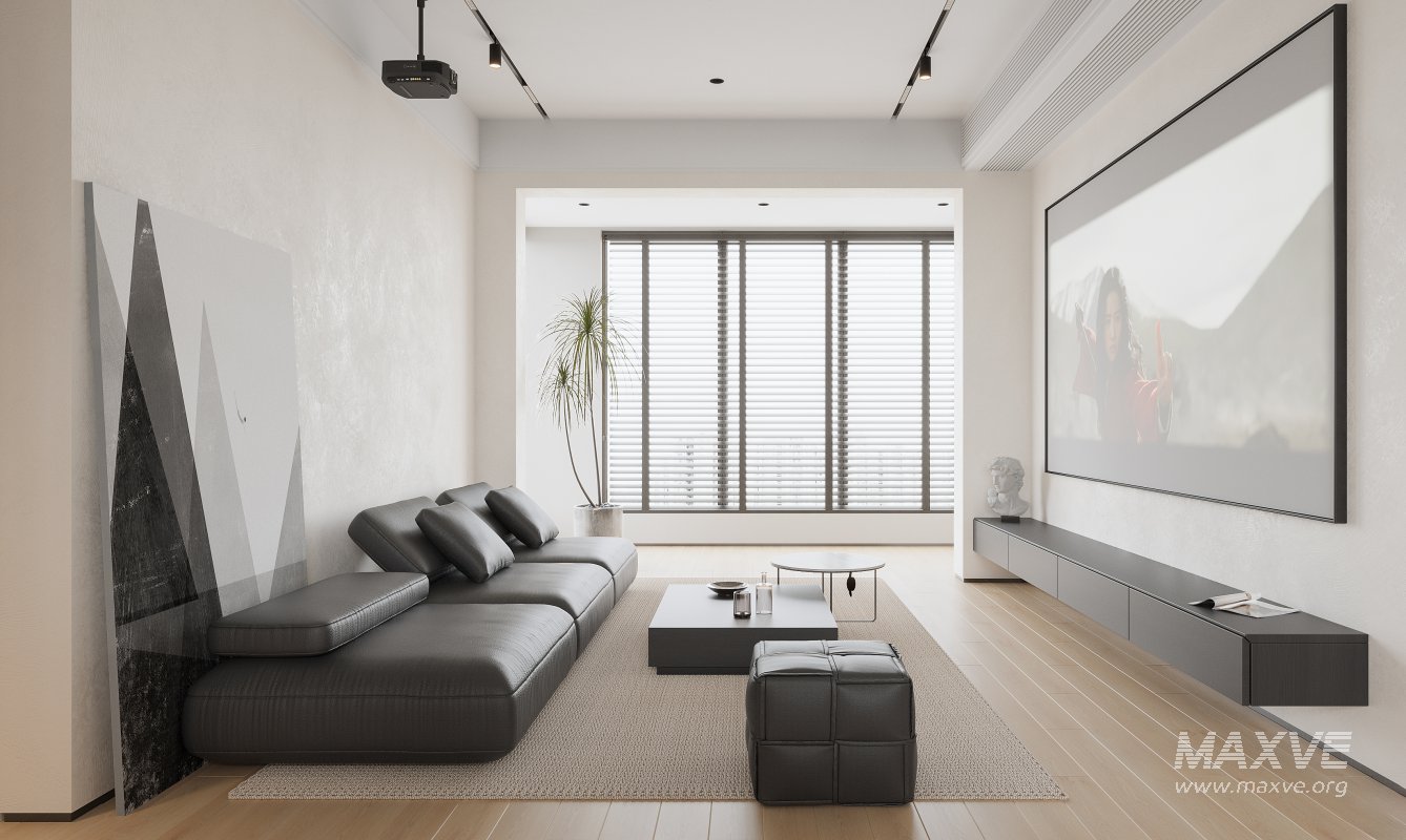 Modern living room and dining room interior scene - Image 1