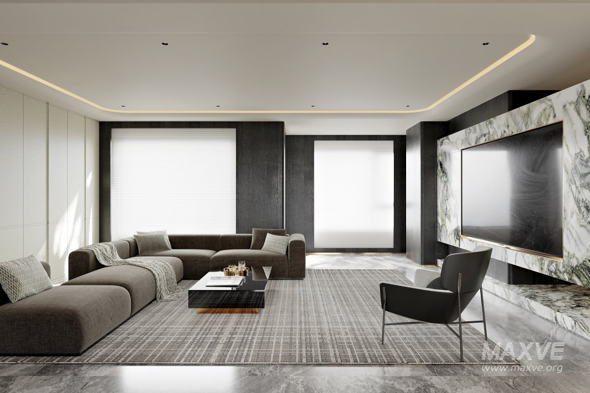 Modern living room and dining room interior scene - Image 2