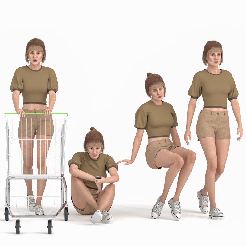 Casual Woman at Shopping 04 Poses - Image 5