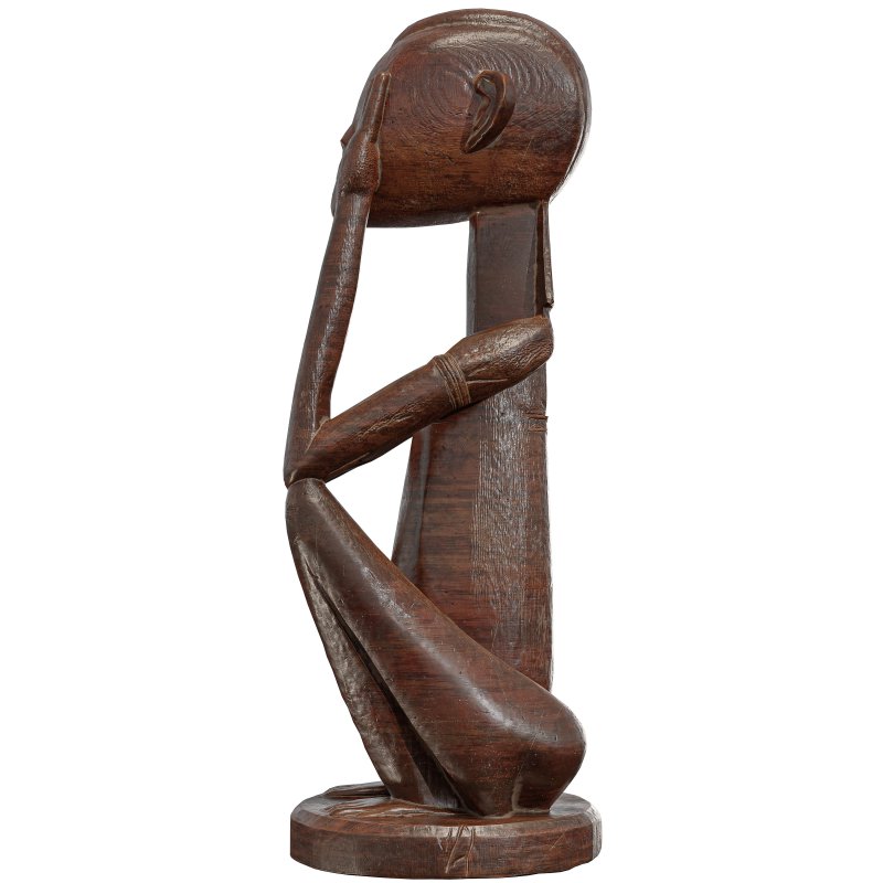 Traditional African Seated Figure Sculpture - Image 2